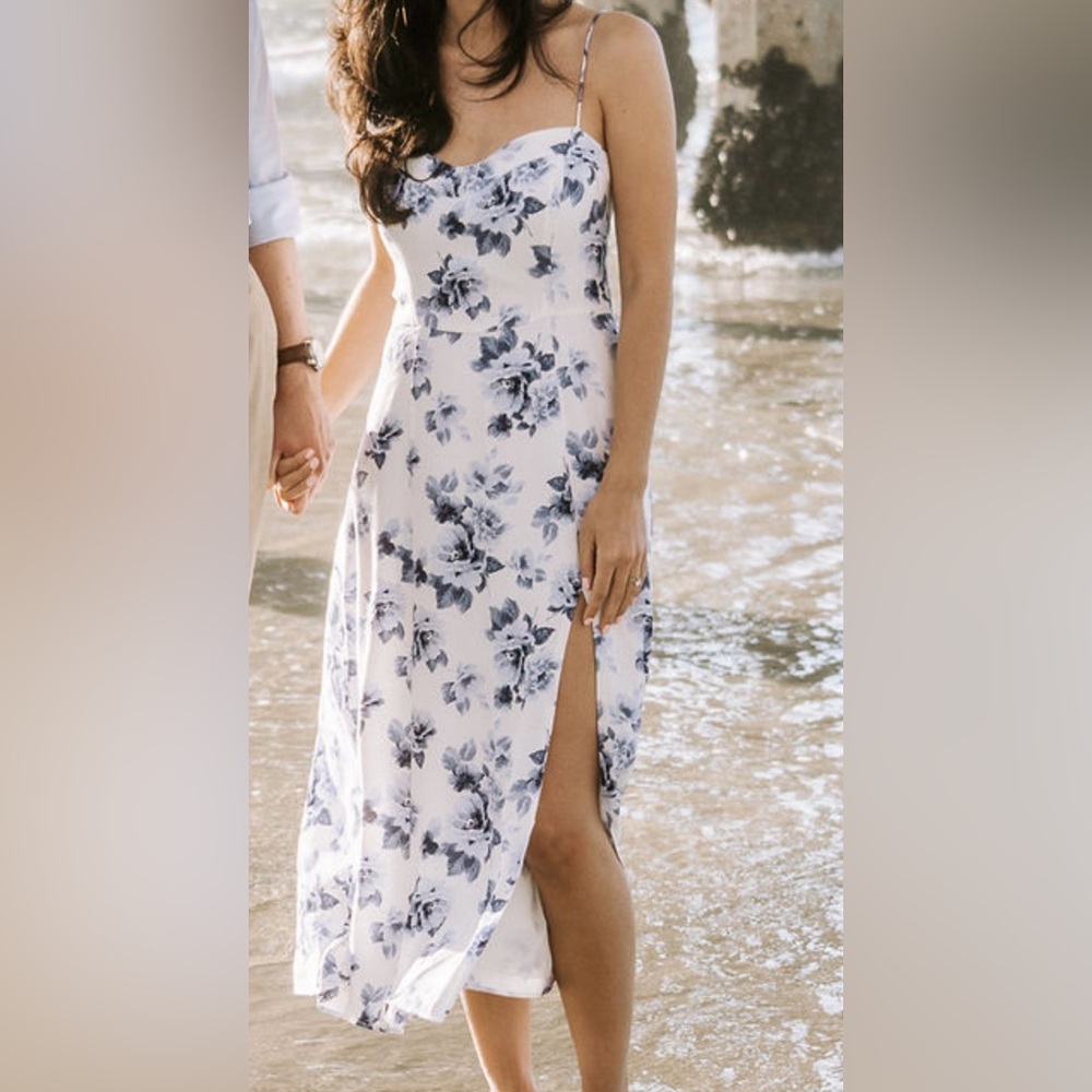 Faux Silk high-slit midi maxi dress- Abercrombie & Fitch